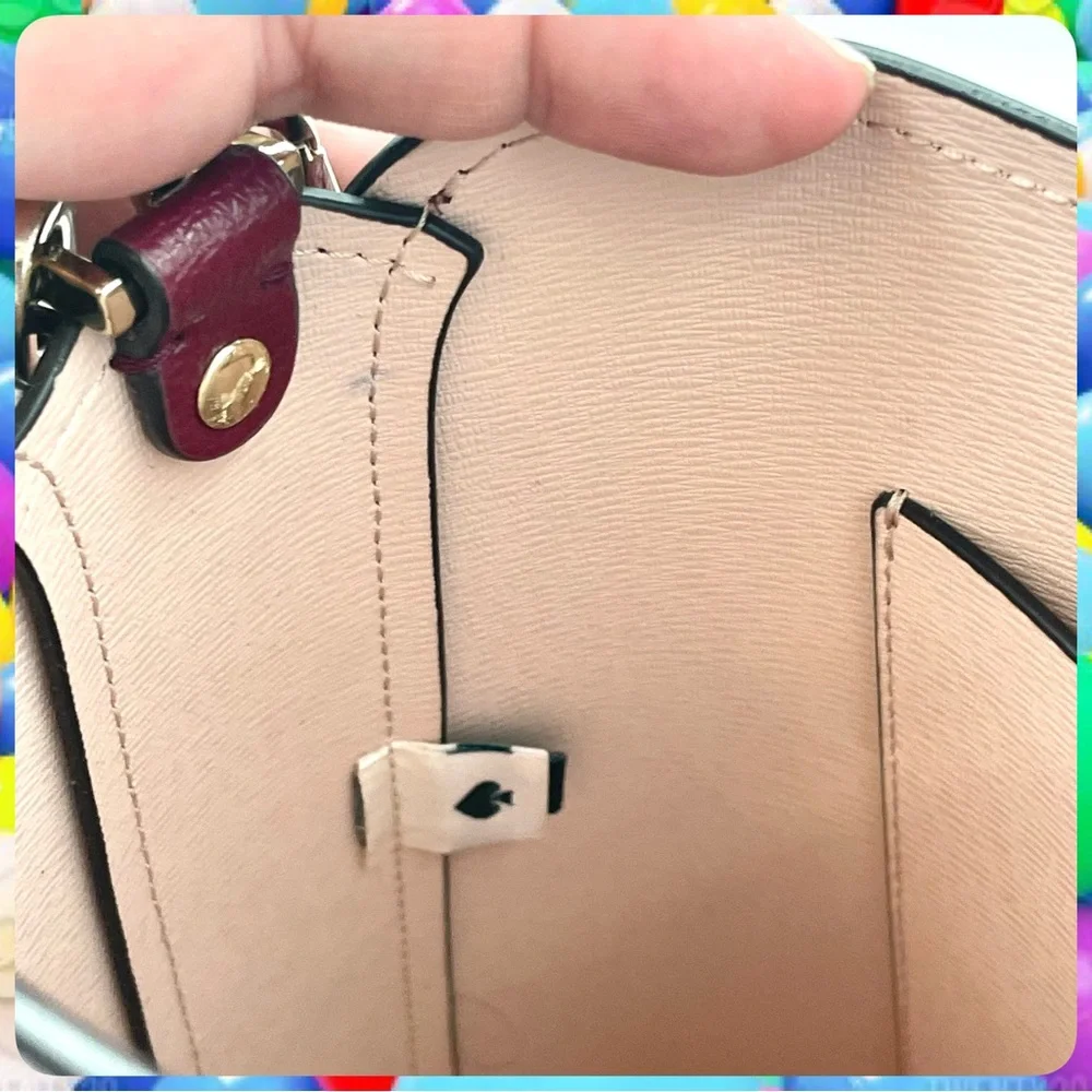 KATE SPADE Darcy Satchel Bucket Crossbody Bag Blackberry Burgundy Leather Purse